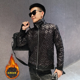 社会轻奢风修身PU皮羊羔毛复合加厚衣格子B297-2816-P150控208，男装棉衣，电商B297