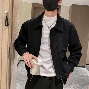 社会轻奢纯色麂皮绒翻领大口袋夹克潮男B297-7736-P110控149图片