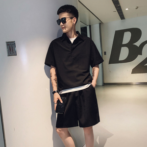 社会轻奢夏装套头中袖短裤两件套装配腰带B297-3929-特P90控138