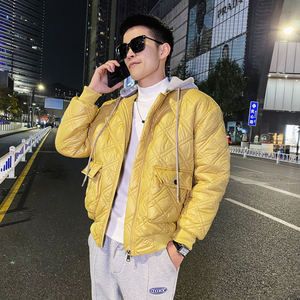 社会风夜景纯色可脱卸帽宽松棉衣潮男B297-2829-P128控168图片
