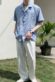 社会轻奢纯色提花古巴领衬衫痞帅B297-257-P55控88，男装衬衫，电商B297