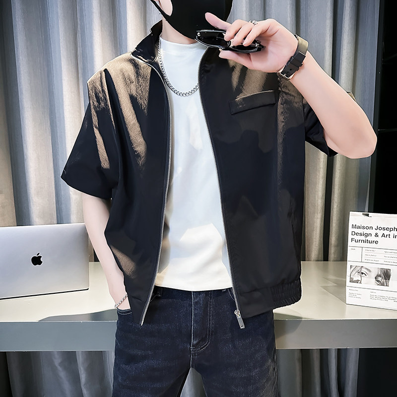 社会轻奢纯色宽松短袖夹克1B297-317-P78,男装夹克,电商B297