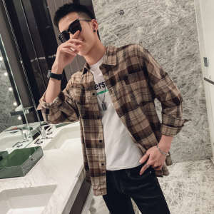 社会风春秋经典格子长袖宽松夹克外套B297-3909图片