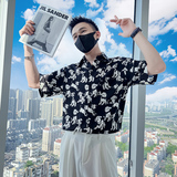 雅痞风流行宽松休闲小狗尖领花衬衫痞帅B297-7783-P58控78，男装衬衫，电商B297