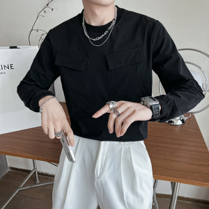 社會輕奢純色套頭圓領(lǐng)長袖修身衛(wèi)衣上衣B297-2207-P68控98圖片