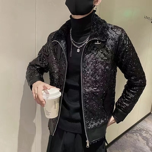 雅痞风修身PU皮羊羔毛复合加厚衣格子B297-2816-P150控208图片