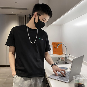 社会风后背青蛙印花宽松T恤百搭B297-158-P35控58图片