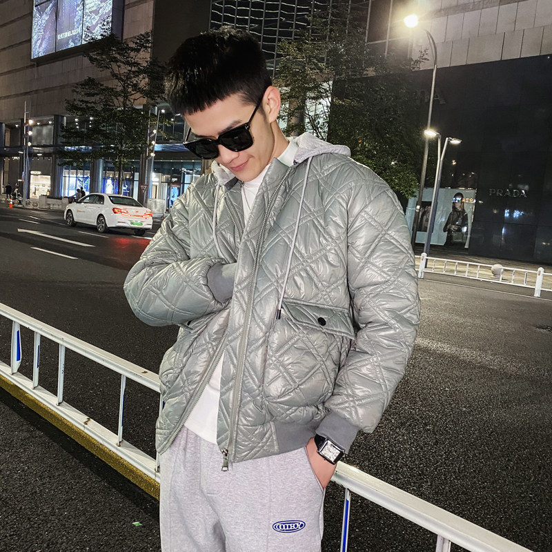 社会风夜景纯色可脱卸帽宽松棉衣痞帅B297-2829-P128控168图片