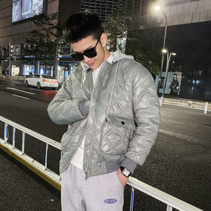 社会风夜景纯色可脱卸帽宽松棉衣痞帅B297-2829-P128控168图片