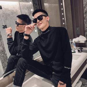 社会风纯色套头半高领刺绣打底卫衣B297-D01-特P55图片