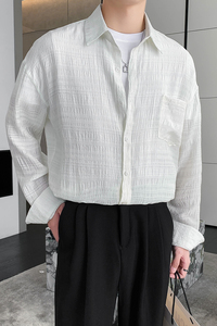 轻熟风纯色高品质提花垂坠感痞帅衬衫寸衫B297-2310-P60控88图片