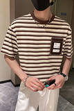 社会轻奢高品质条纹宽松T恤B297-253-P50控78，男装T恤，电商B297
