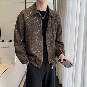 轻熟风人字尼亮片大翻领修身夹克外套B297-7762-P110控148图片