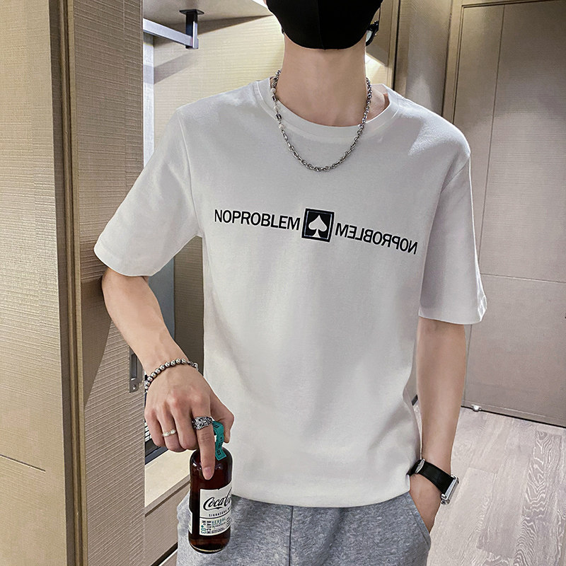 社会风纯色黑桃小字母印花休闲趣味T恤上衣B297-219-P35控58,男装T恤,电商B297