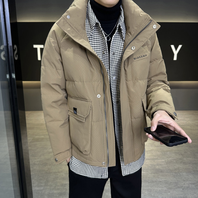社会轻奢新标90白鸭绒双领假两件羽绒服B297-Y319-P300,男装羽绒服,电商B297