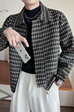 雅痞风纯色格子翻领休闲长袖青春夹克B297-1806-P115控158，男装夹克，电商B297