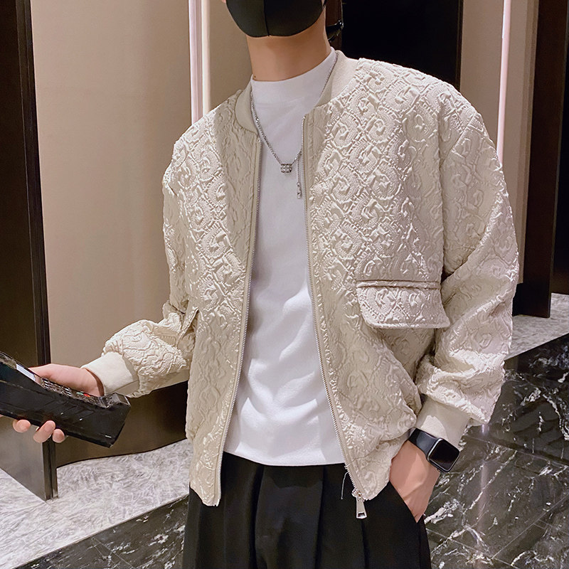 社会风现货纯色玫瑰立体印花棒球领夹克B297-201-P110控149,男装夹克,电商B297