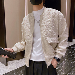 社会风现货纯色玫瑰立体印花棒球领夹克B297-201-P110控149图片