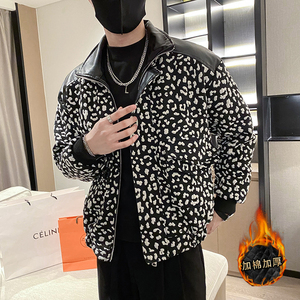 社会轻奢风冬季豹纹PU皮拼接加修身衣B297-1812-P138控178图片