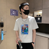 社会风纯色烫画短袖休闲圆领T恤上衣B297-215-P40控68，男装T恤，电商B297