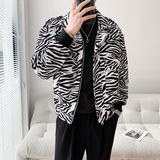 轻熟风斑马纹痞帅立领潮牌时尚夹克B297-2301-P110控149，男装夹克，电商B297