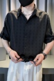 社会风纯色华夫格罗文短袖痞帅衬衫5B297-355-P53，男装衬衫，电商B297