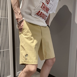 社会风纯色刺绣修身短裤时尚B297-160-P55控78图片