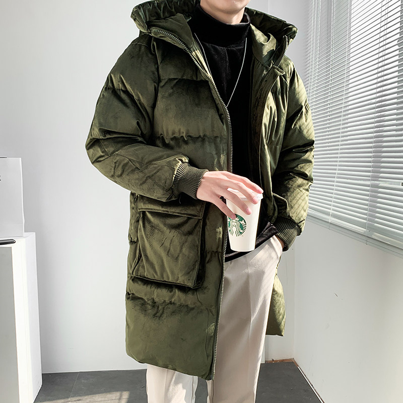 轻熟风现货金丝绒中长款连帽纯色衣上衣B297-603-P150控198,男装棉衣,电商B297
