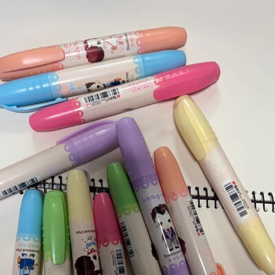 冬己香味荧光笔斜头粗杆彩色笔学生用备考标记笔