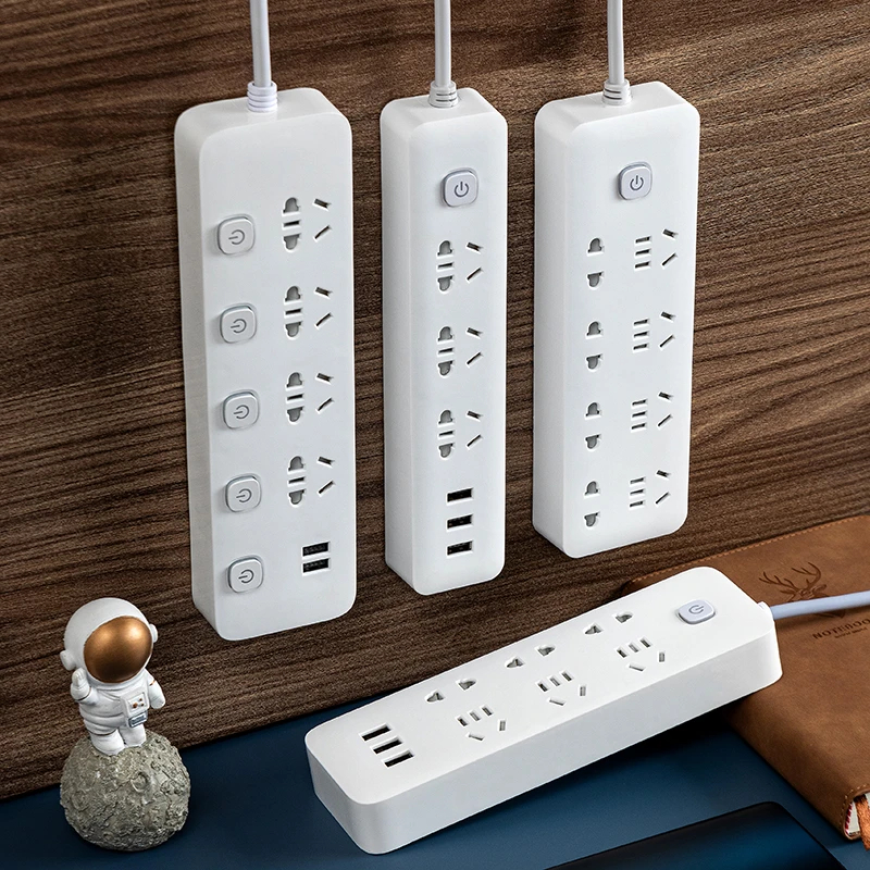 米用多功能插座家用插排插线板带线多孔拖线接线板带USB纯铜芯