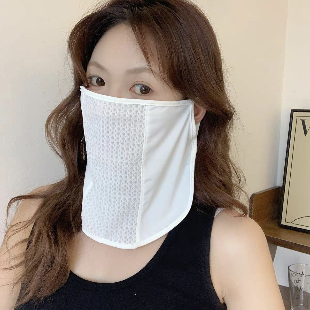 夏季冰丝防晒面罩女透气轻薄口罩防紫外线户外开车遮脸面纱护颈潮