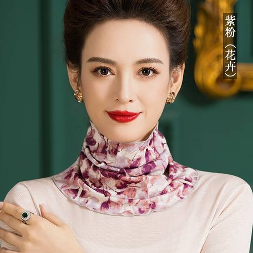 印花围巾冬季百搭套头假领子女羊毛护颈脖套针织保暖围脖