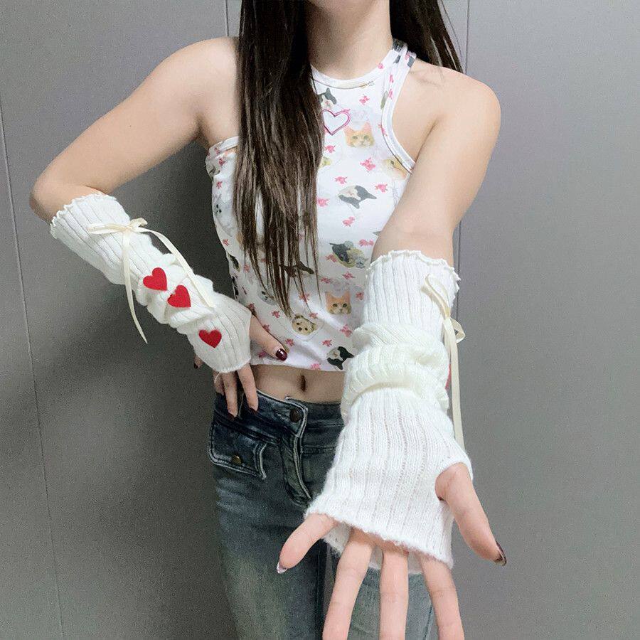针织手套袖套女秋冬季保暖黑色套袖手袖护腕毛衣毛线假袖子手臂套