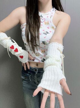 针织手套袖套女秋冬季保暖黑色套袖手袖护腕毛衣毛线假袖子手臂套
