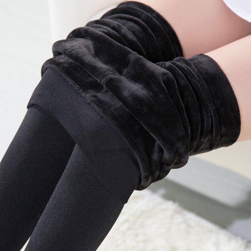 黑色打底裤加绒春秋冬紧身秋裤女内穿薄款保暖裤踩脚连袜秋裤女款