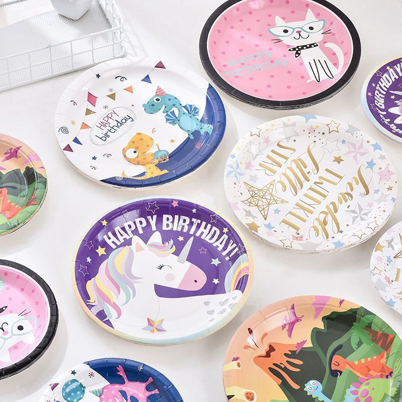 一次性纸盘环保可降解幼儿园果盘生日蛋糕盘野餐烧烤盘食品级刀叉