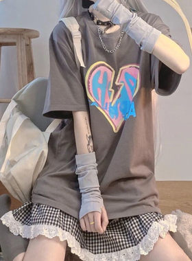 JK搭配薄款冰袖女手套原宿风甜美防晒袖套学生冰丝袖套穿指手臂套
