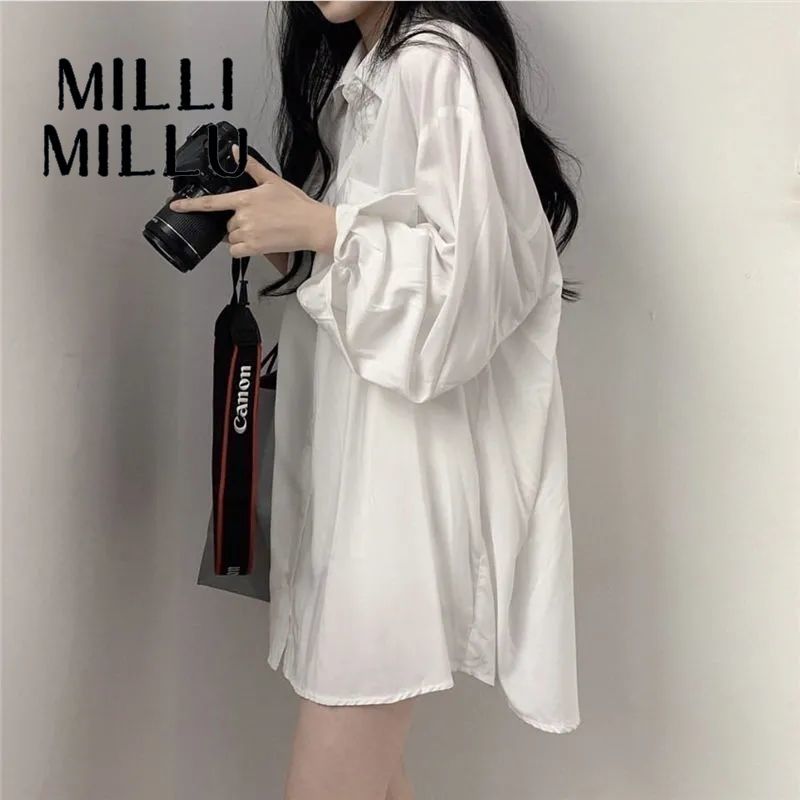 mimirain衬衫新款港风衬衫女外套防晒垂感中长款长袖上衣宽松衬衣