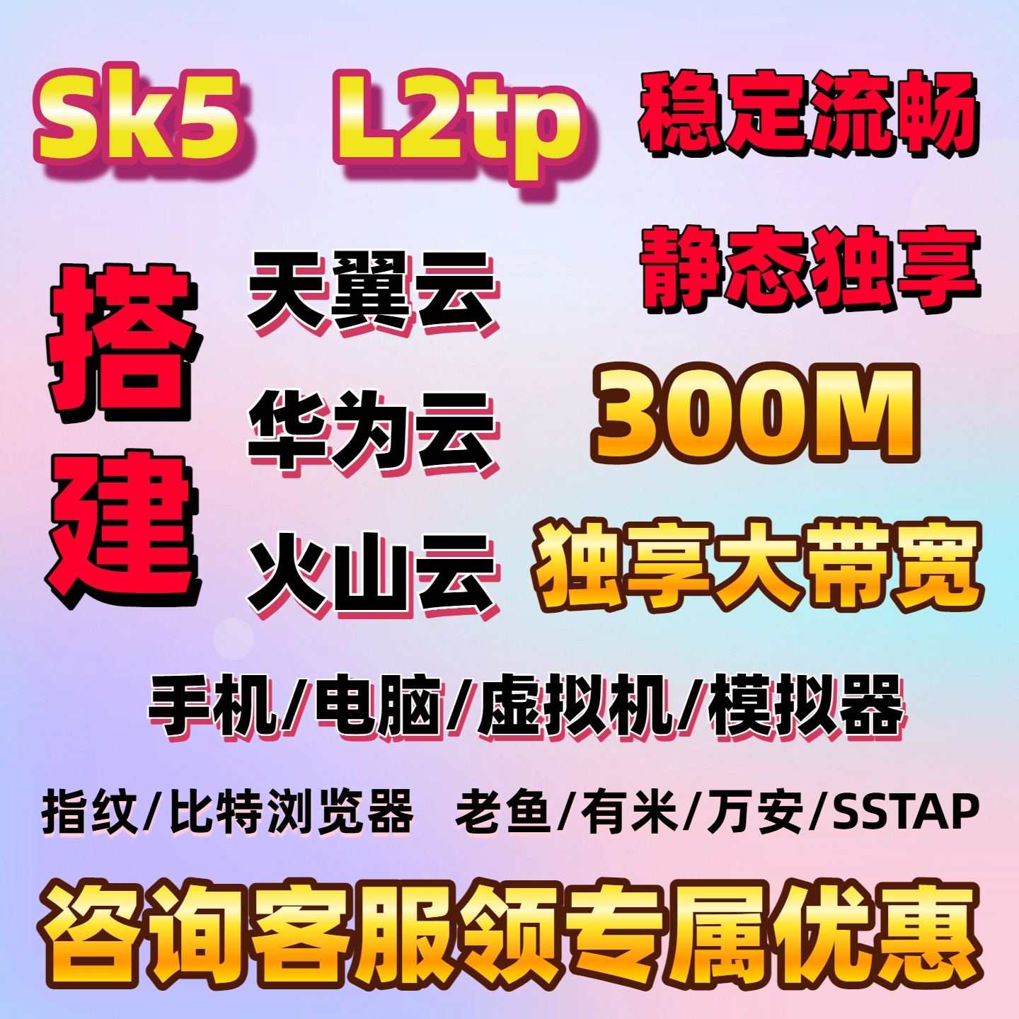 天翼云搭建独立sk5/l2tp静态火山