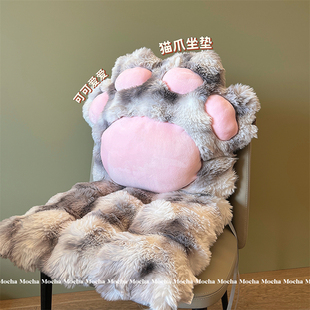 网红可爱猫爪椅子坐垫毛绒玩具办公室护腰学生宿舍屁股汽车垫冬季