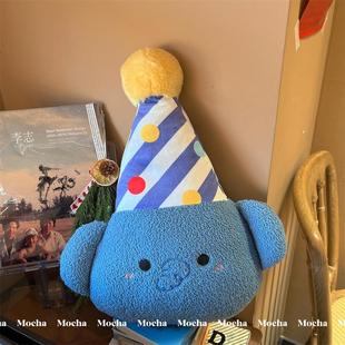 新款 网红可爱厨师帽抱枕狗狗大象沙发靠枕毛绒玩具办公室靠垫礼物