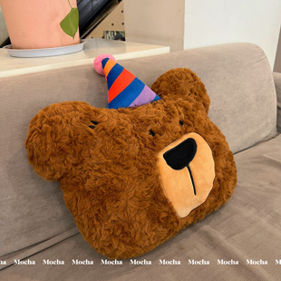 可爱生日帽小熊毛绒玩具公仔玩偶睡觉抱枕沙发靠垫布娃娃送人礼物