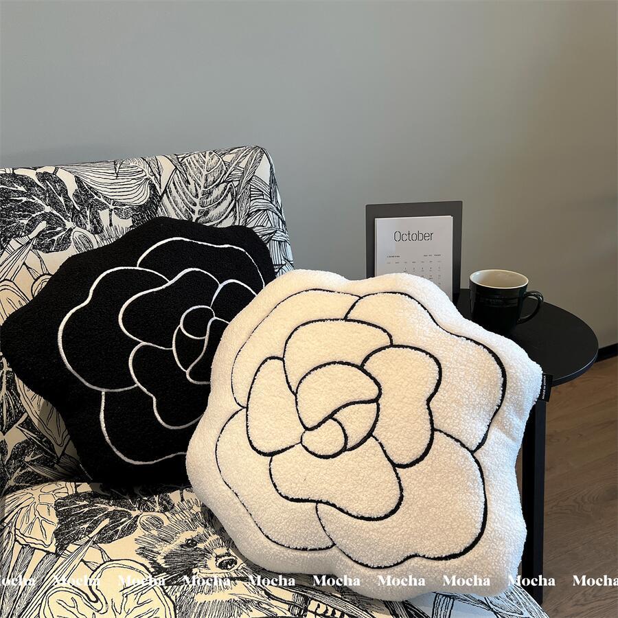 ins纯色花朵客厅沙发抱枕