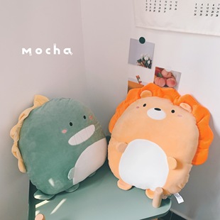 ins可爱恐龙狮子睡觉抱枕软萌毛绒玩具娃娃女孩生日礼物玩偶公仔