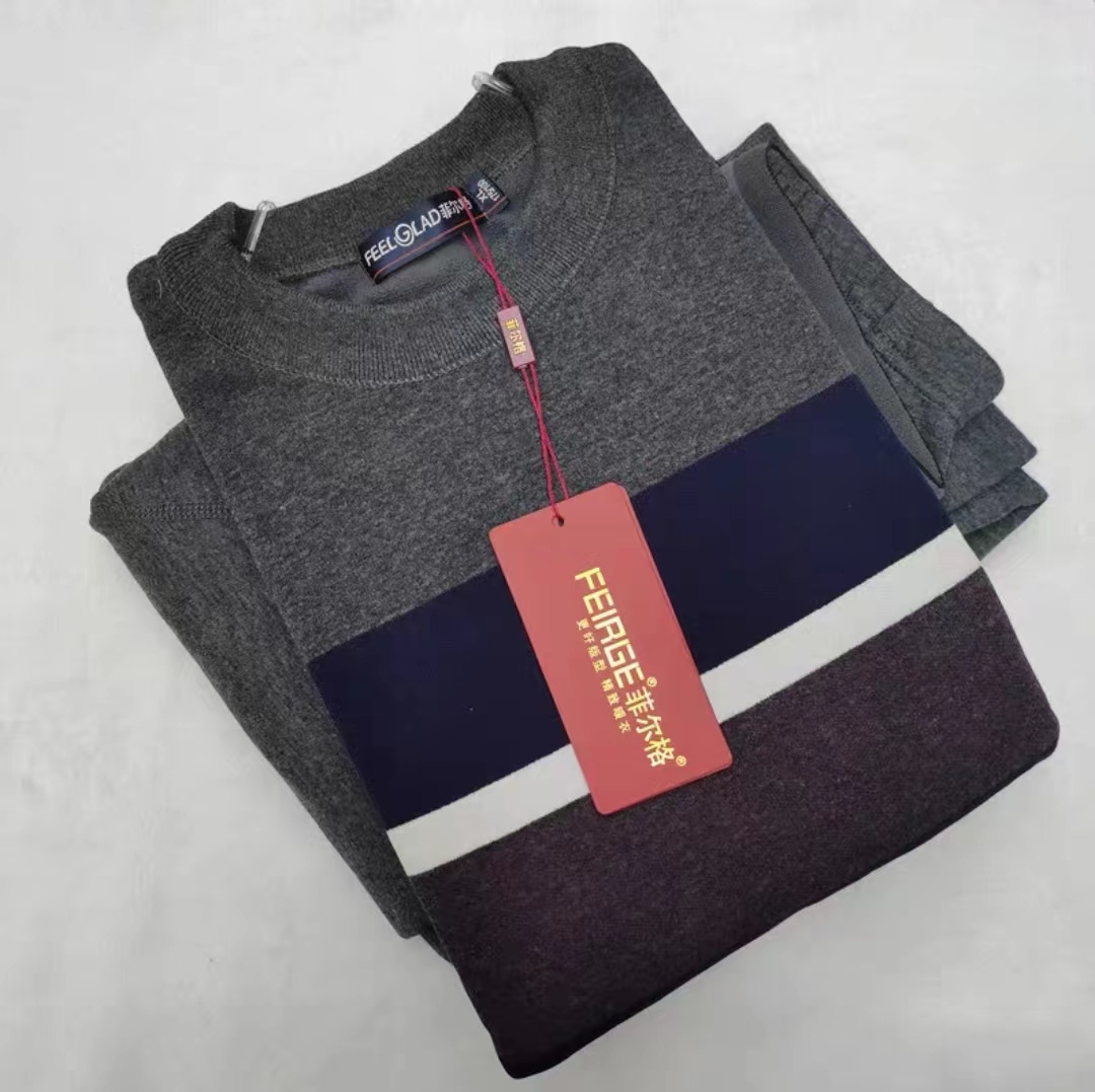 长袖男士提花加绒保暖