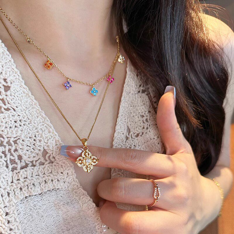 【十字金刚杵】镂空点钻项链耳钉