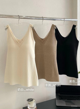 秋冬喵小言V领磨毛纱边背心W693一体式固定罩杯少女保暖打底背心