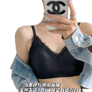 细带缎面蕾丝睡眠内衣性感夏季薄款小胸聚拢可拆卸杯法式文胸罩