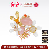 法国进口 PF菲昂迪斯NER31橙花高定系列金色花朵珐琅胸针重工