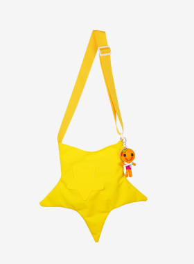 小众设计星星帆布包多巴胺配色斜挎包欧美时尚单肩尼龙百搭挎包潮